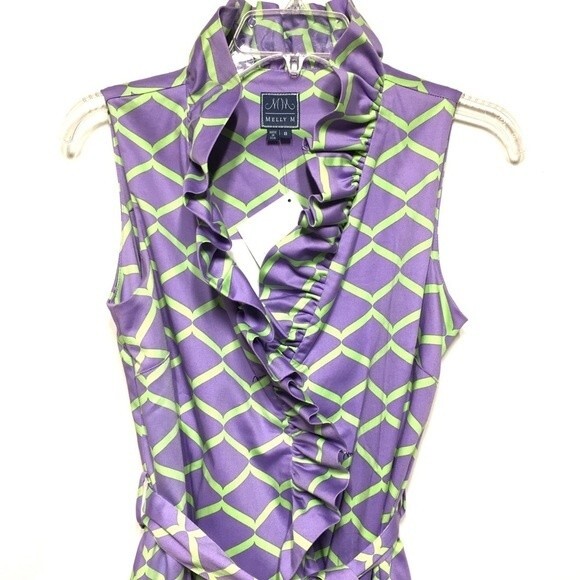 Melly M Riverside Ruffle Printed Wrap Dress 8 NWT - Picture 7 of 13